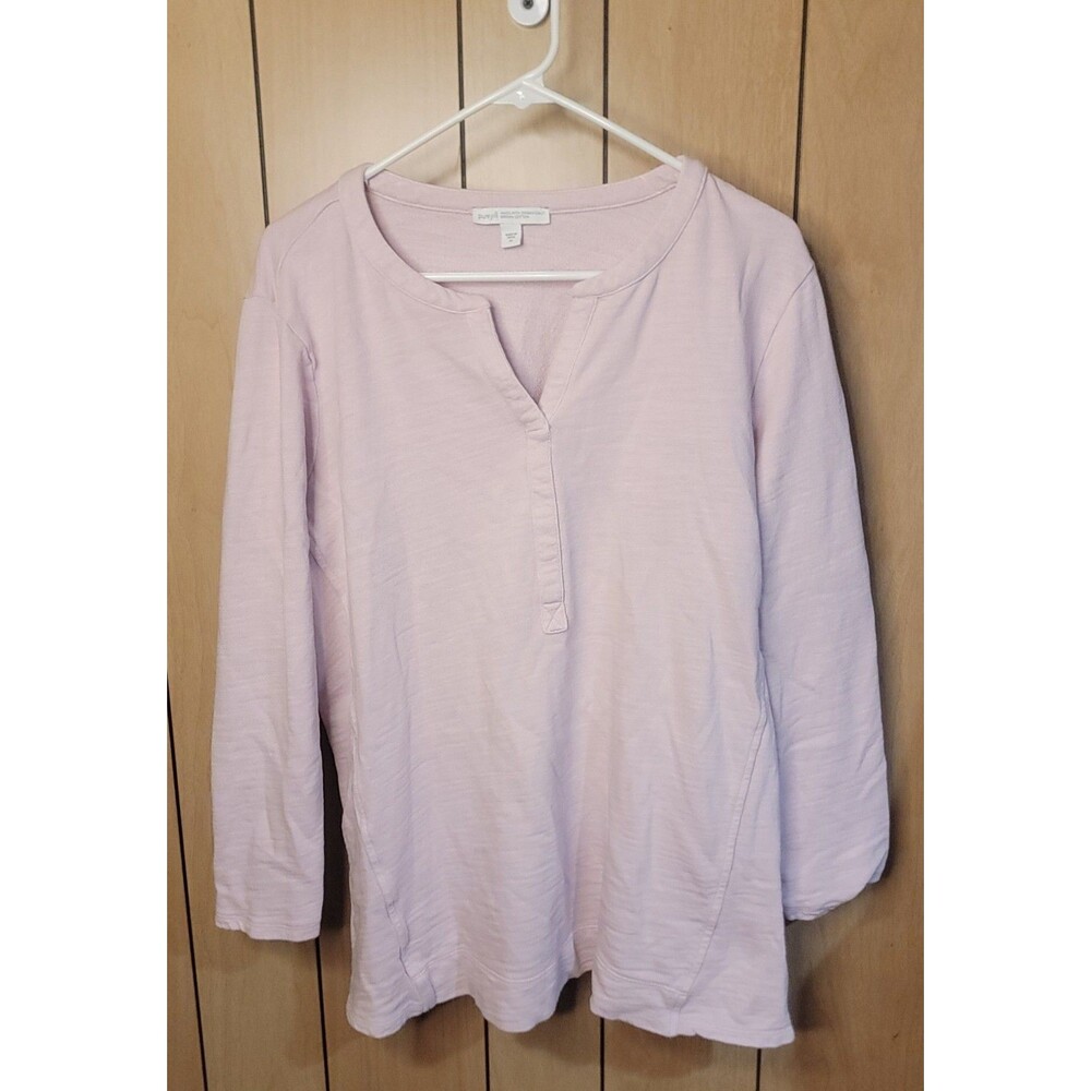 J. Jill Pure Jill Top XL Pink Soft Touch Cotton Tunic Long Sleeve Lagenlook